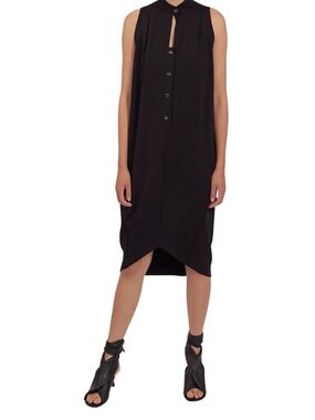 Ayrtight Clothing Sleeveless Button-Front Dress Black Size Small Lagenlook